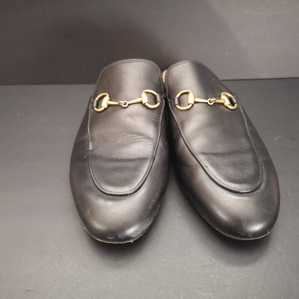 Gucci Ladies Size 39.5 (Approx. 9.5 US) Black Leather Princetown Slipper / Mules - Picture 3 of 9